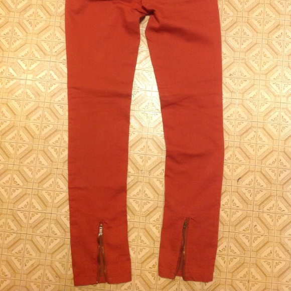 Orange skinny jeans with zippers - Picture 2 of 5